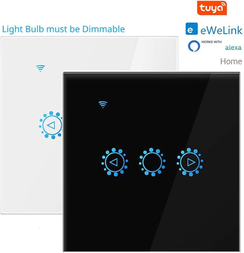 مفتاح حائط ذكي للتحكم في إضاءة WiFi، لوحة زجاجية تعمل باللمس، تحكم صوتي، أبيض، تطبيق Ewelink. - Image 2